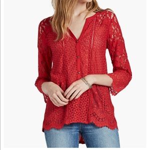 NWT Lucky Brand burgundy lace top Style 7W62867